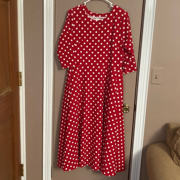 Red Polka Dot “Grace” Dress Size Large - Picture 2 of 5